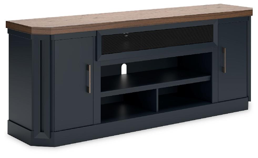 Image of Landocken - XL TV Stand W/Fireplace Option - Brown / Blue