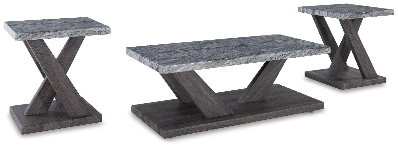 Image of Bensonale - Occasional Table Set (Set of 3) - Brown / Gray