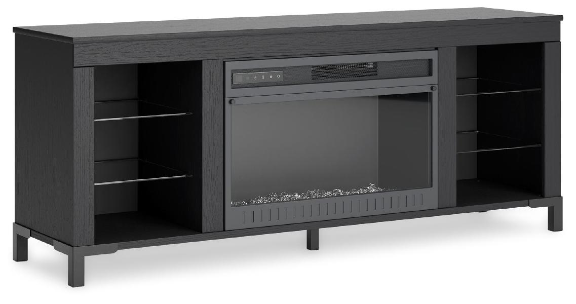 Image of Cayberry - TV Stand With Fireplace - Black
