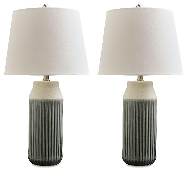 Image of Afener - Ceramic Table Lamp (Set of 2) - Blue / Beige