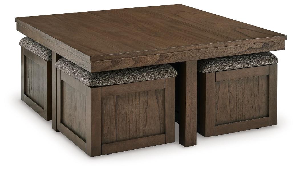 Image of Boardernest - Cocktail Table With 4 Stools (Set of 5) - Brown