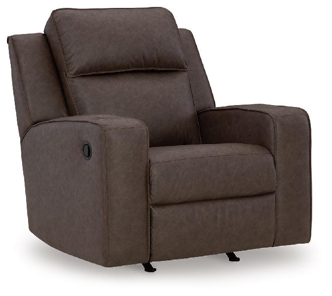 Image of Lavenhorne - Rocker Recliner - Faux Leather - Granite