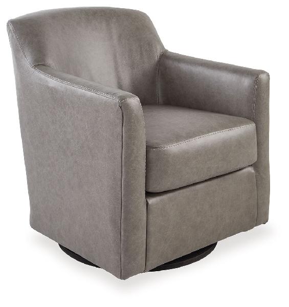 Image of Bradney - Swivel Accent Chair - Leather Match - Fossil