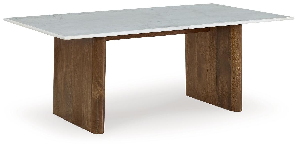 Image of Isanti - Rectangular Cocktail Table - Light Brown / White