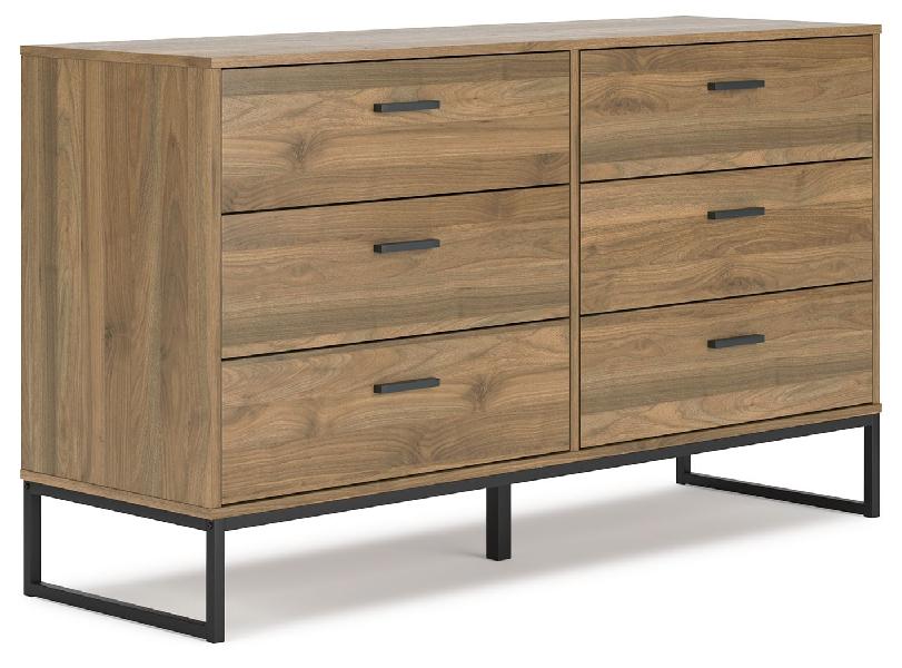 Image of Deanlow - Six Drawer Dresser - Honey