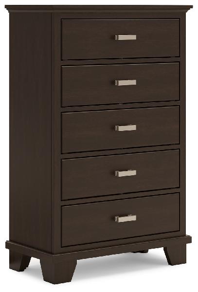 Image of Covetown - Five Drawer Chest - Dark Brown