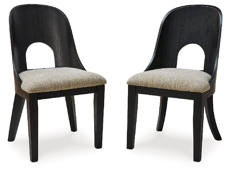 Image of Rowanbeck - Dining Upholstered Side Chair (Set of 2) - Gray / Black