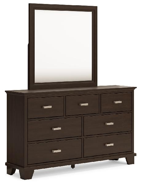 Image of Covetown - Dresser And Mirror - Dark Brown