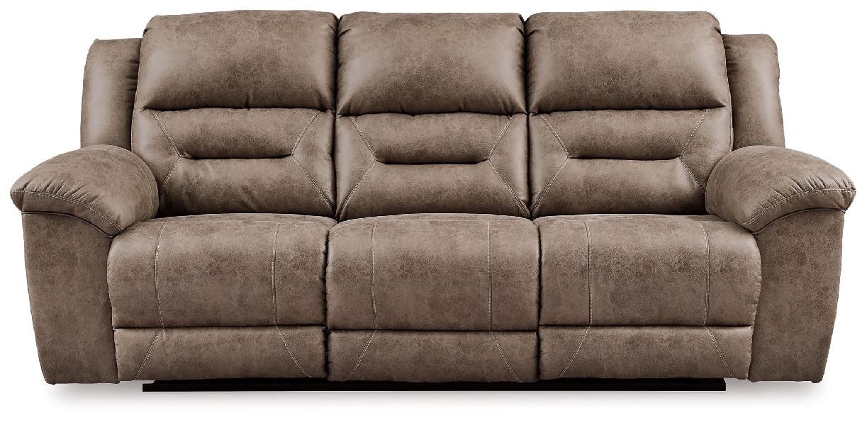Image of Stoneland - Power Reclining Sofa - Faux Leather - Fossil