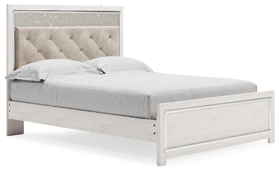 Image of Altyra - Queen Panel Bed With Roll Slats - White