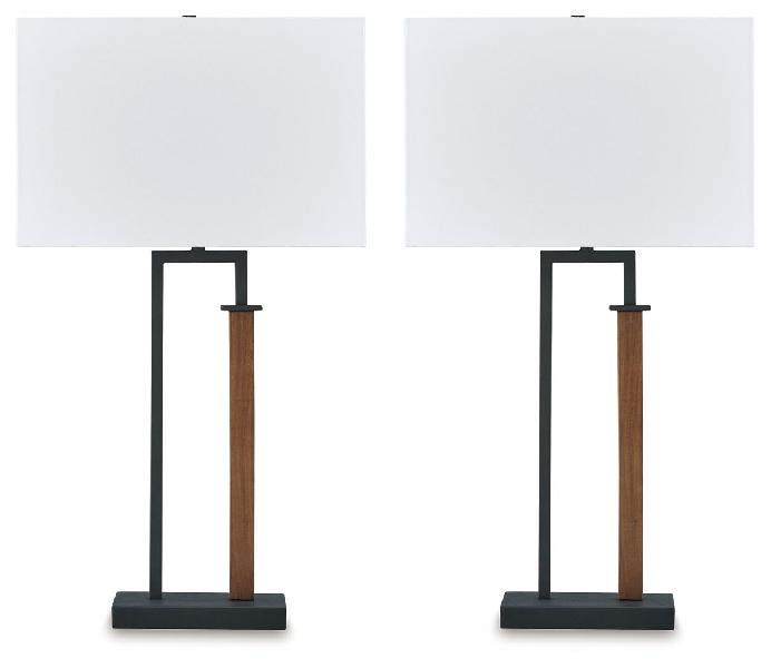 Image of Voslen - Metal Table Lamp (Set of 2) - Black / Brown