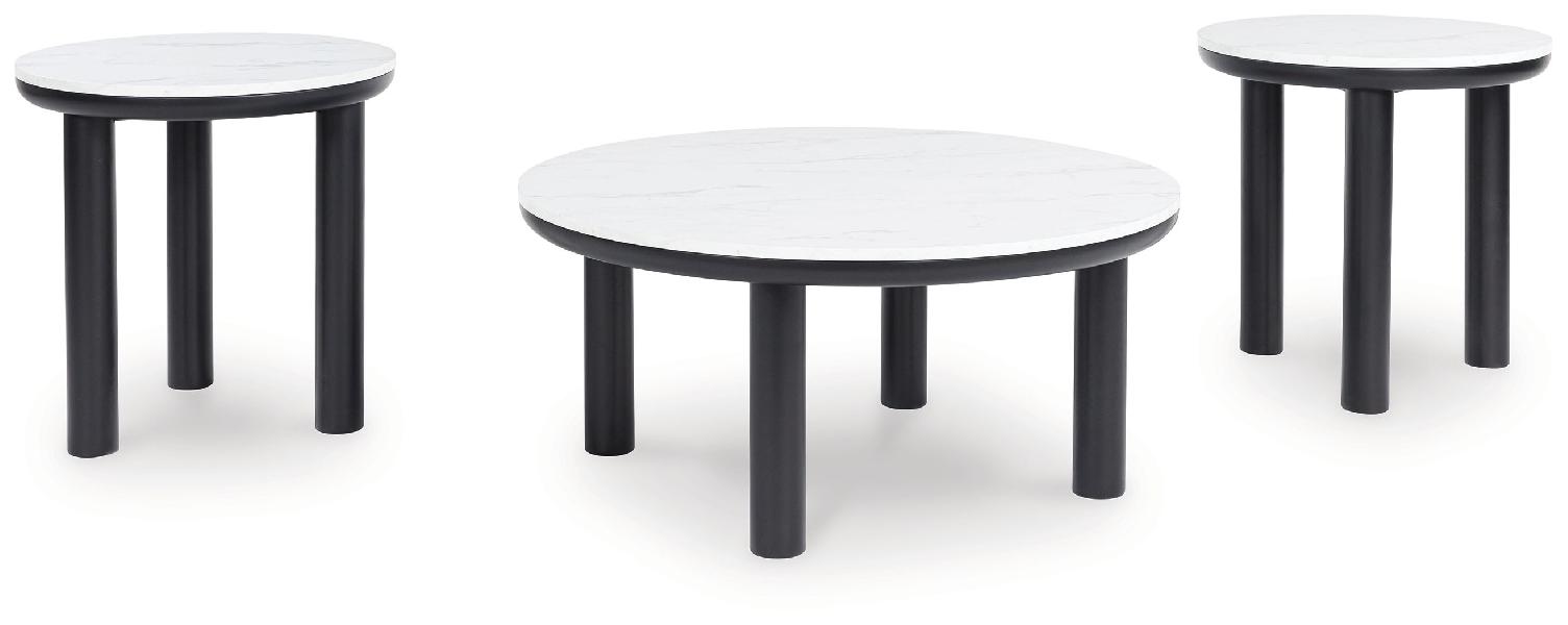 Image of Xandrum - Occasional Table Set (Set of 3) - Black / White