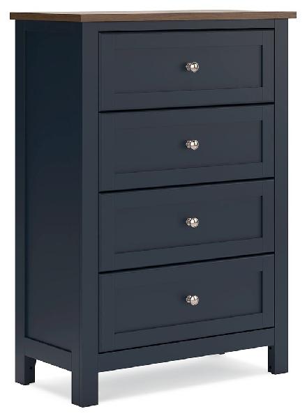 Image of Landocken - Four Drawer Chest - Brown / Blue