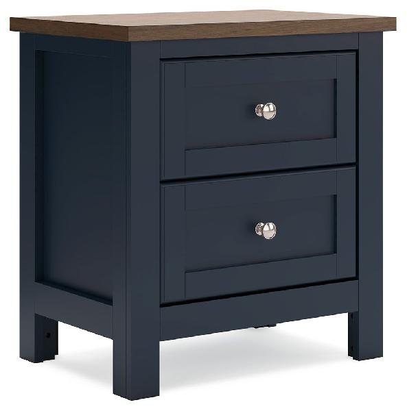 Image of Landocken - Two Drawer Night Stand - Brown / Blue