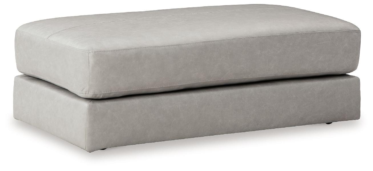 Image of Amiata - Oversized Accent Ottoman - Leather Match - Glacier