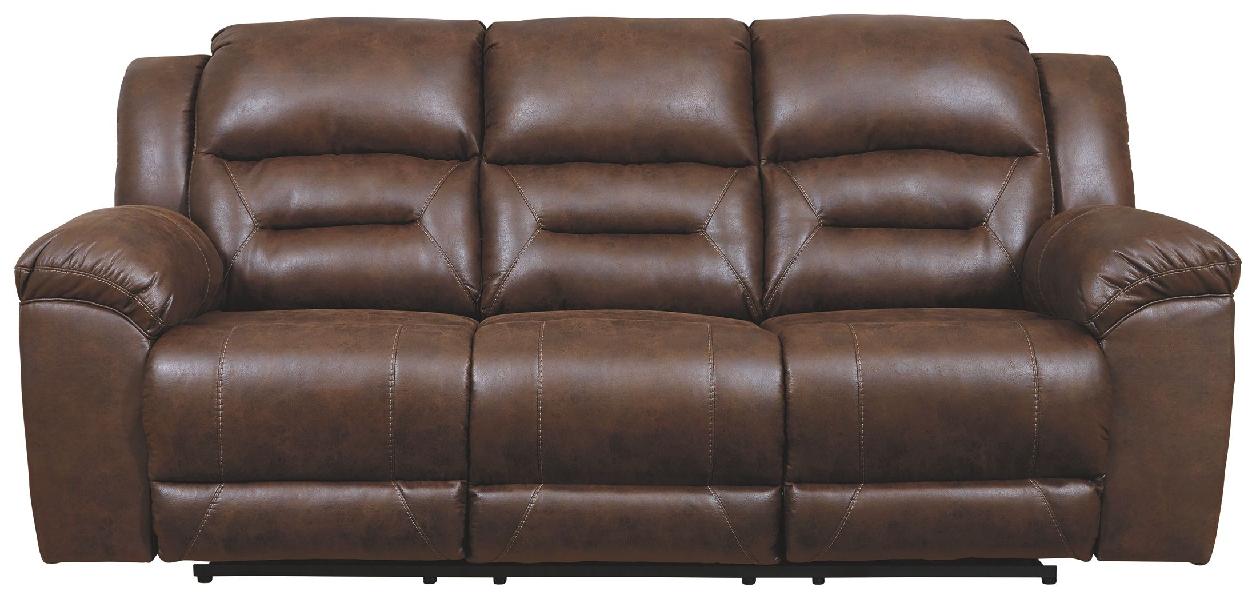 Image of Stoneland - Reclining Sofa - Faux Leather - Chocolate