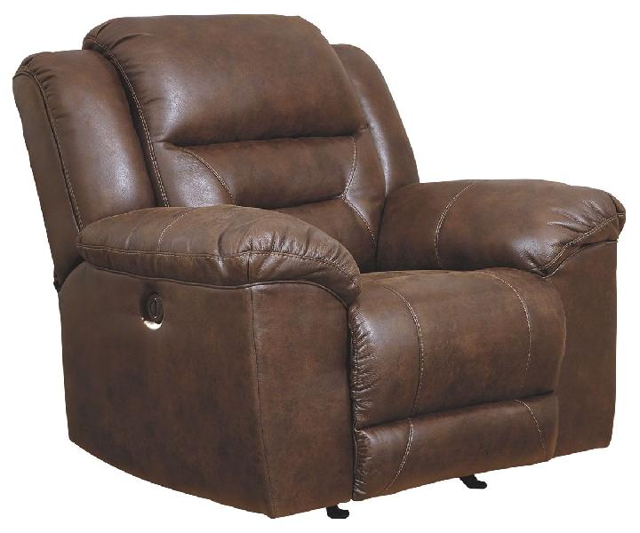 Image of Stoneland - Power Rocker Recliner - Faux Leather - Chocolate