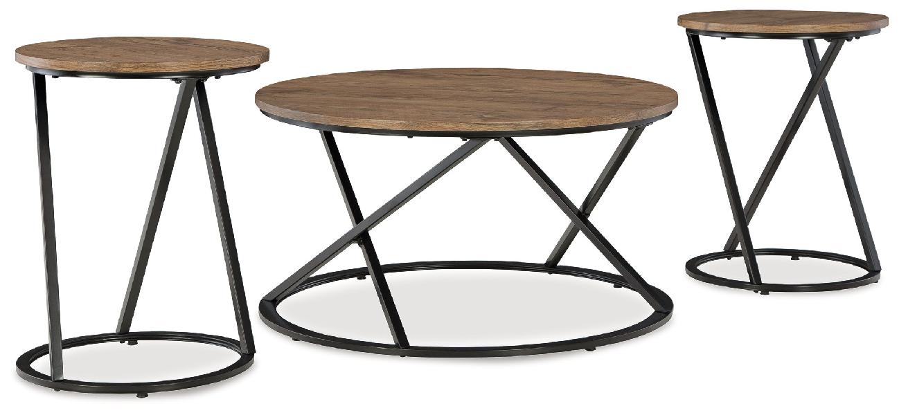 Image of Cassbryn - Occasional Table Set (Set of 3) - Brown / Black