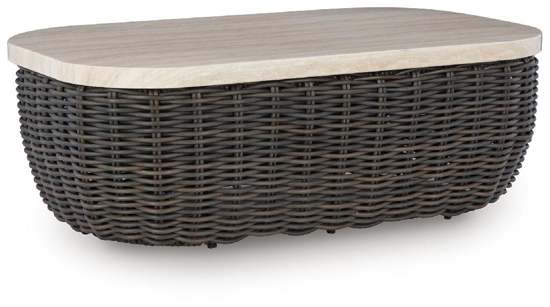 Image of Kimora - Rectangular Cocktail Table - Beige / Dark Brown