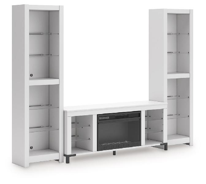 Image of Brollevi - 3-Piece Entertainment Center With Fireplace - White