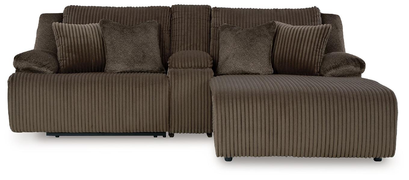 Image of Top Tier - 3-Piece Reclining Sectional Sofa With Raf Press Back Chaise - Fabric - Chocolate