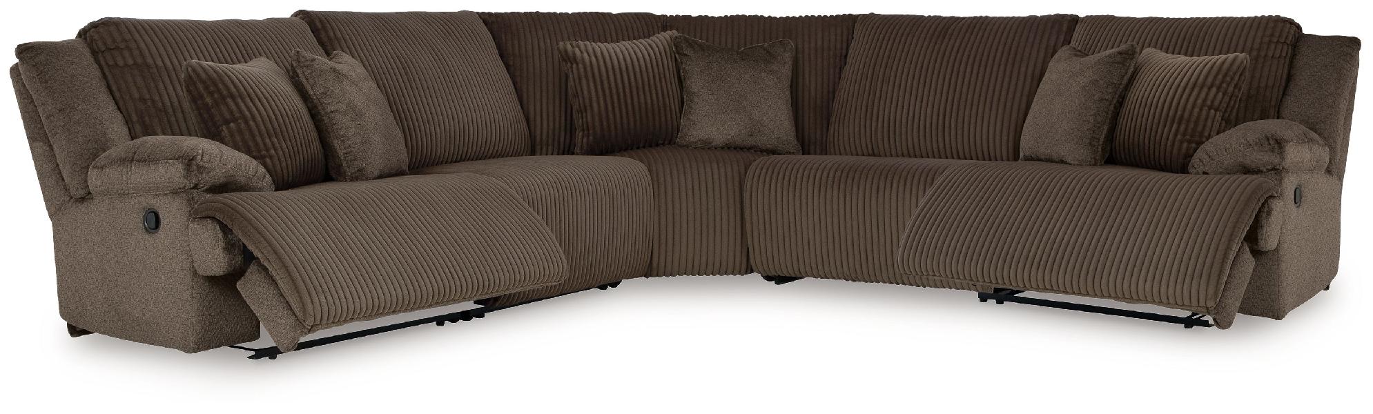 Image of Top Tier - 5-Piece Reclining Sectional - Fabric - Chocolate