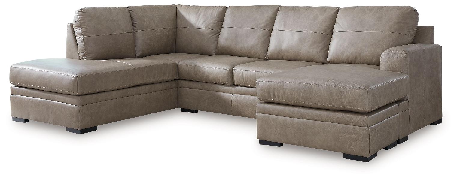 Image of Amuleto - 2-Piece Sectional With Laf Corner Chaise - Leather Match - Desert