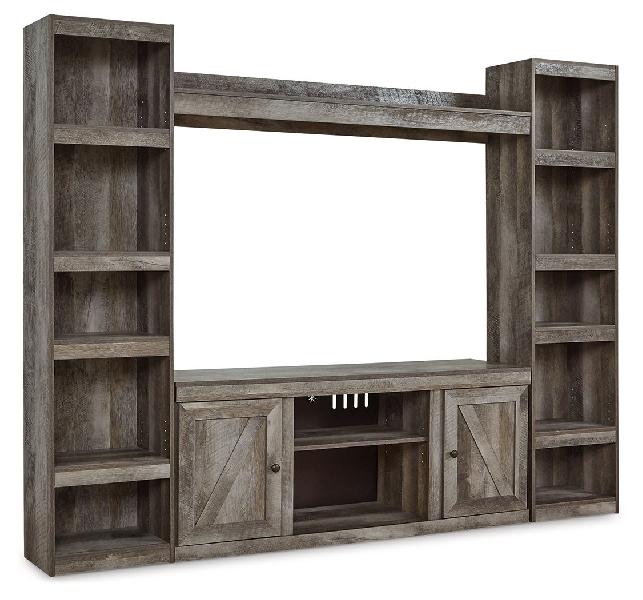Image of Wynnlow - 4-Piece Entertainment Center With LG TV Stand W/Fireplace Option - Gray