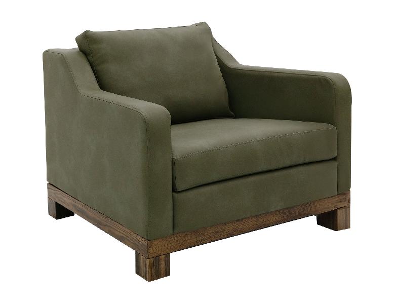 Image of Natural Teca - Armchair - Olive Green