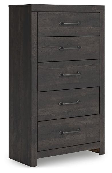 Image of Hollivern - Five Drawer Chest - Dark Gray