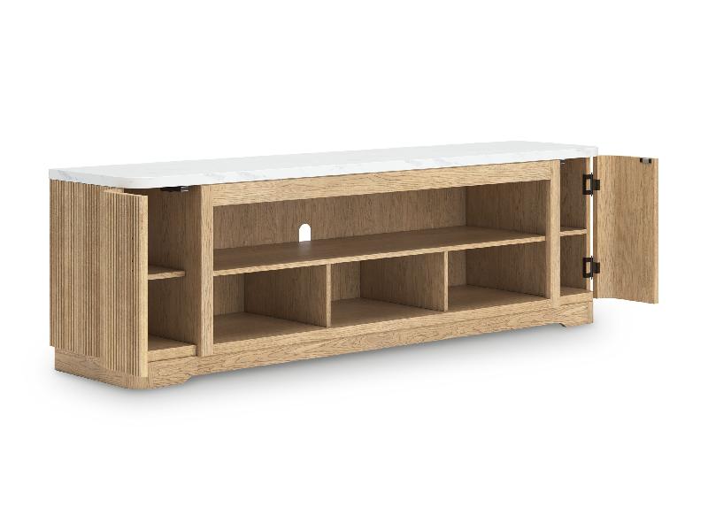 Image of Camdill - XL TV Stand With Fireplace Option - Light Brown