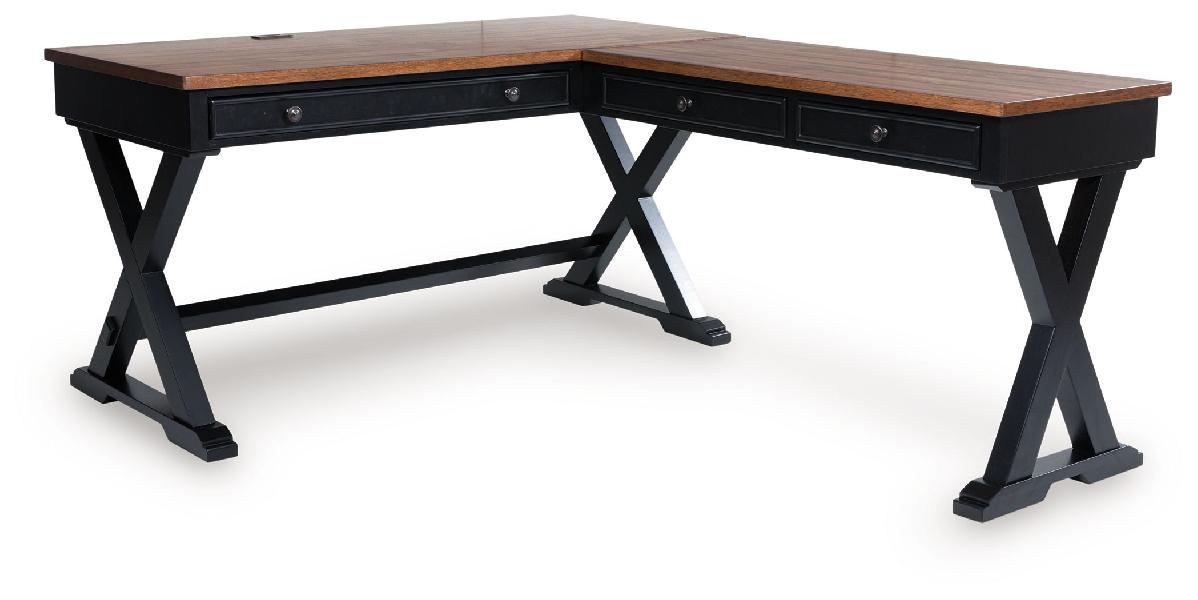 Image of Wildenauer - Home Office Desk And Return - Brown / Black