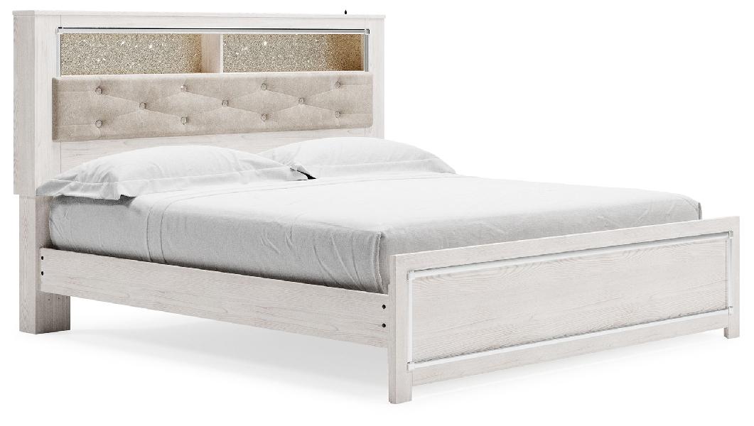 Image of Altyra - King Bookcase Panel Bed - White