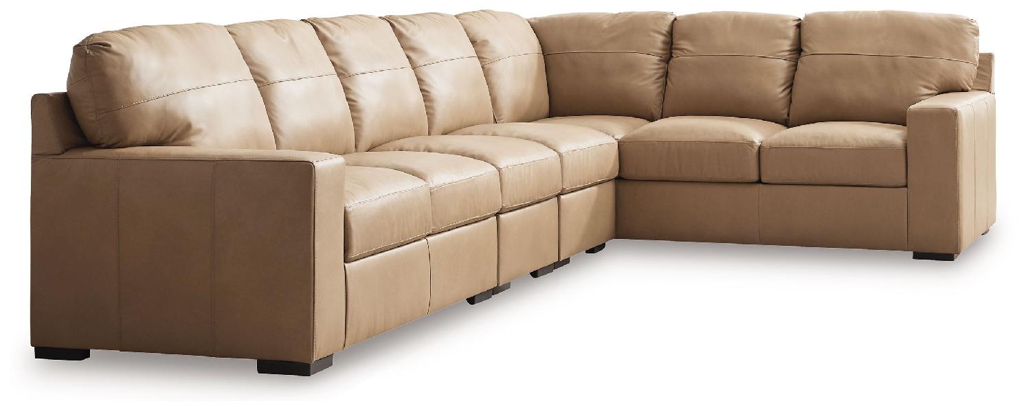 Image of Bandon - 4-Piece Sectional With Laf Loveseat - Leather Match - Toffee