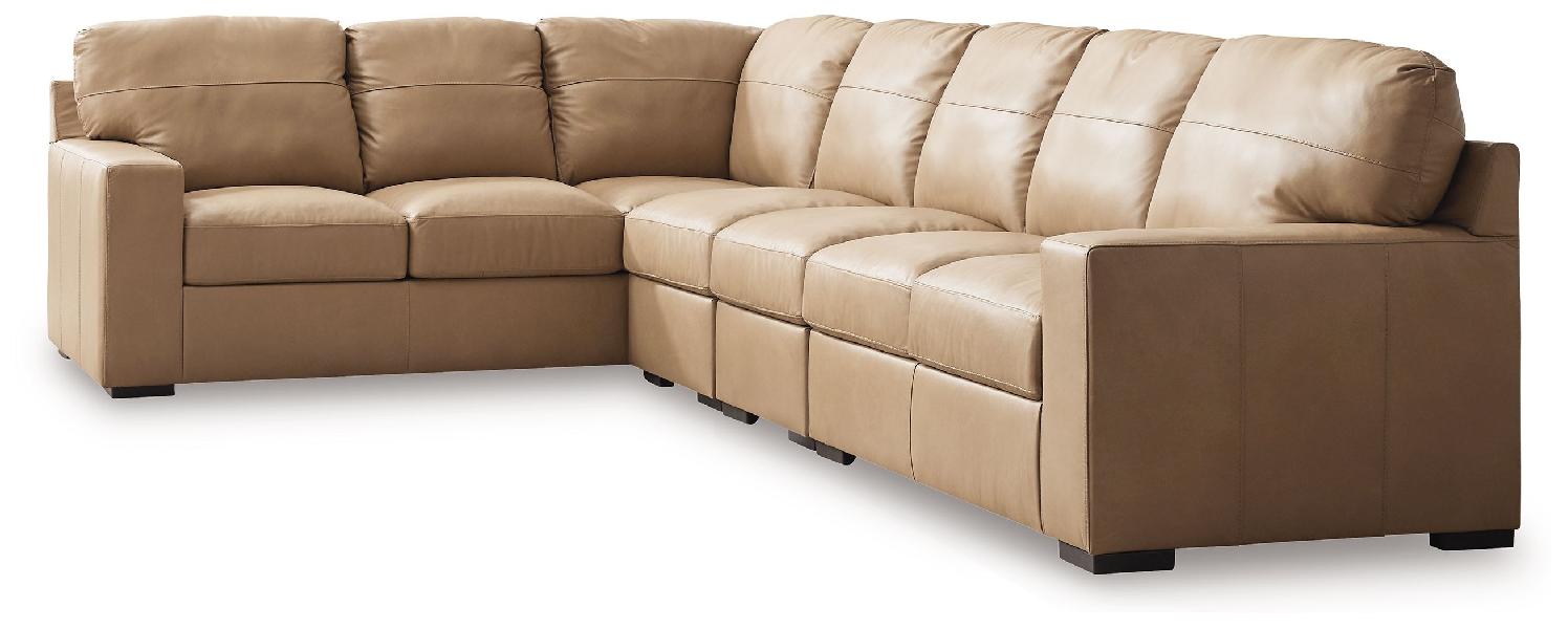 Image of Bandon - 4-Piece Sectional With Raf Loveseat - Leather Match - Toffee