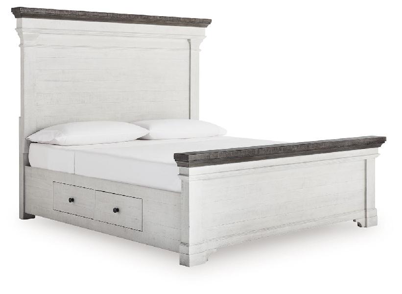 Image of Havalance - King Panel Storage Bed - White / Gray