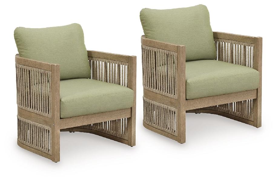Image of Serena Shores - Lounge Chair With Cushion (Set of 2) - Beige / Green