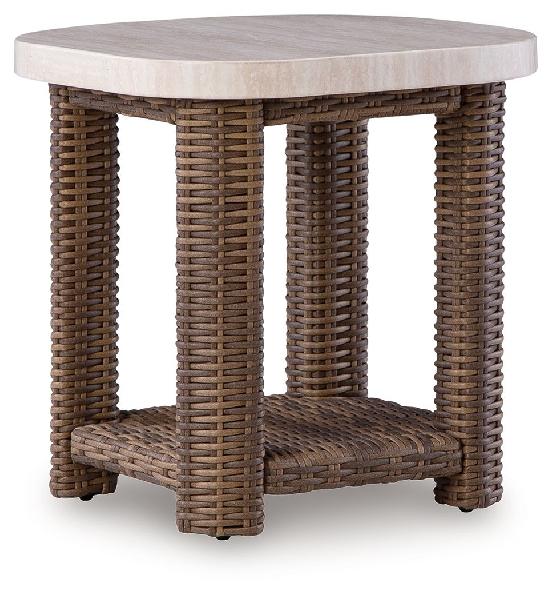 Image of Dolan Creek - Square End Table - Beige / Brown