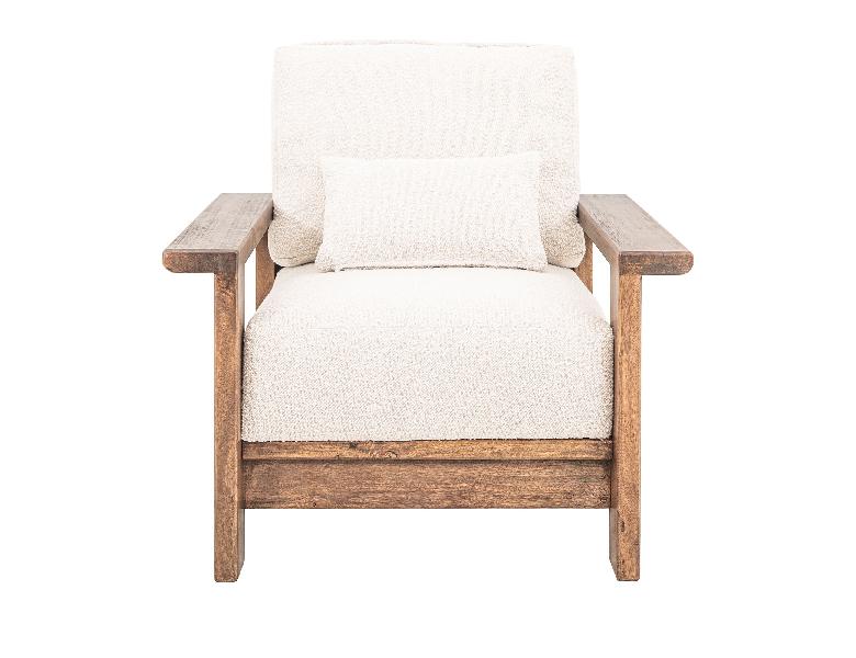 Image of Duna - Armchair - White / Light Brown