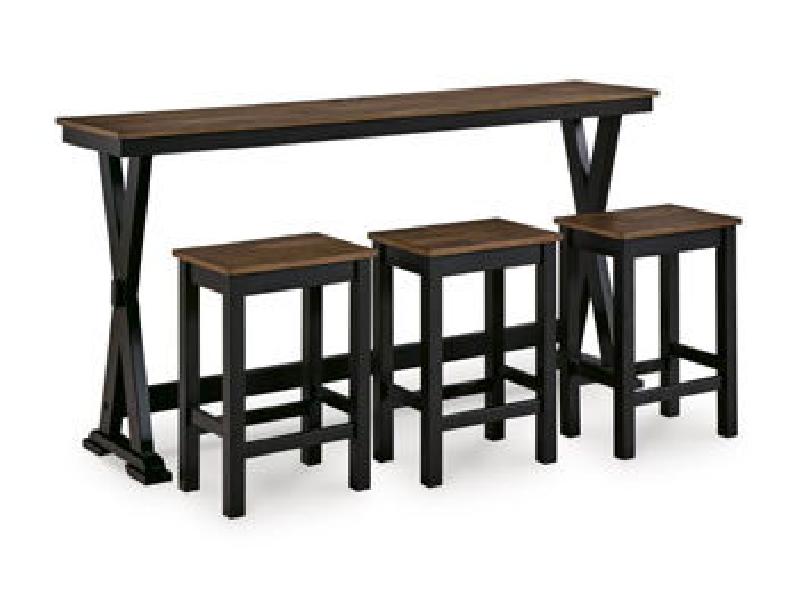 Image of Wildenauer - Rectangular Dining Room Counter Table Set (Set of 4) - Brown / Black