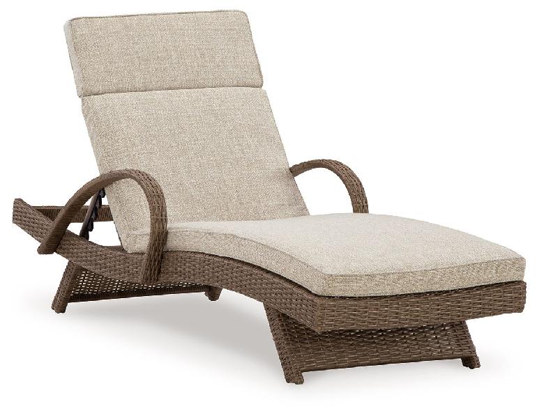 Image of Beachcroft - Chaise Lounge With Cushion - Beige