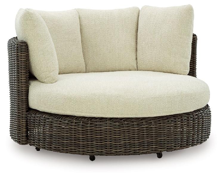 Image of Kimora - Swivel Lounge Chair With Cushion - Beige / Dark Brown