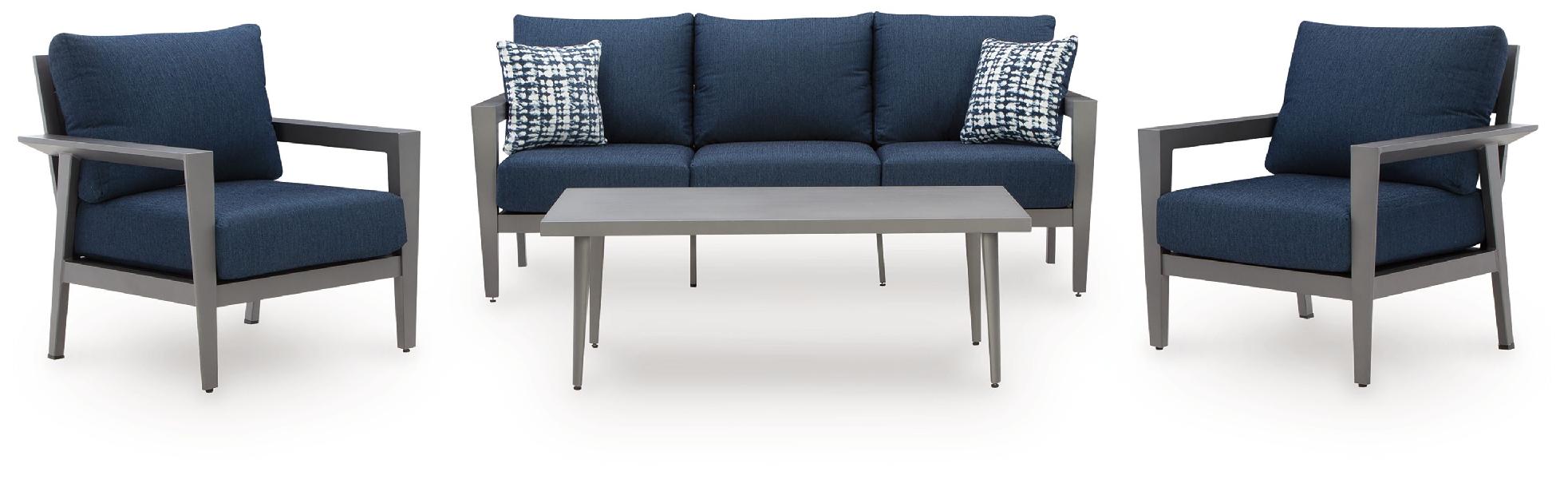 Image of Gali - Sofa / Chairs / Table Set (Set of 4) - Gray / Blue
