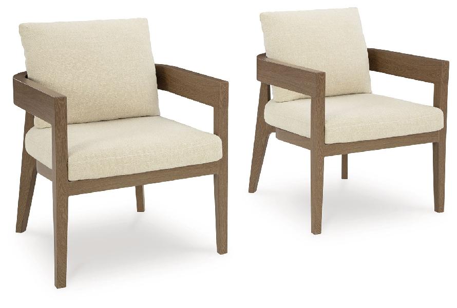 Image of Serene Bay - Arm Chair With Cushion (Set of 2) - Dark Brown / White