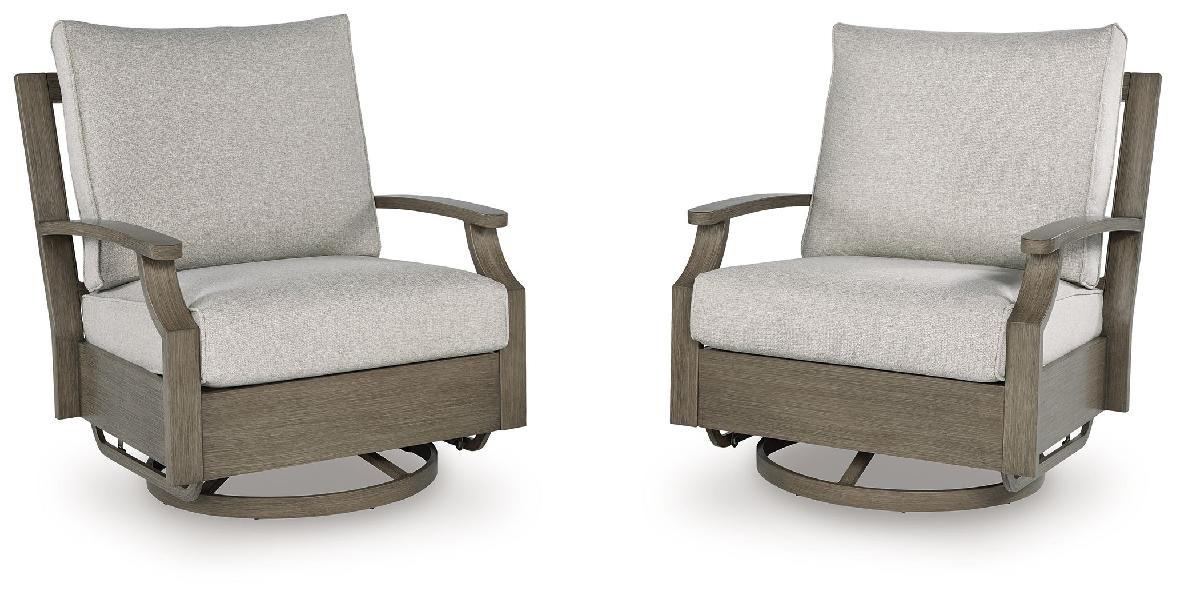 Image of Rainier Ranch - Swivel Glider Chair With Cushion - Brown / Beige