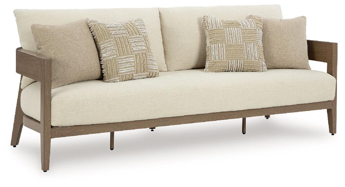 Image of Serene Bay - Sofa With Cushion - Dark Brown / White