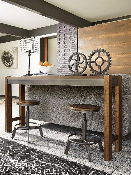 Image of Torjin - 3 Pc. - Long Counter Table, 2 Stools - Dark Brown