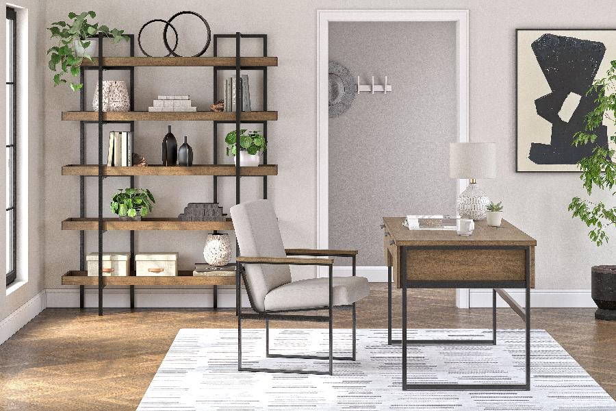 Image of Montia - Home Office Desk, Desk Chair, Bookcase - Light Brown