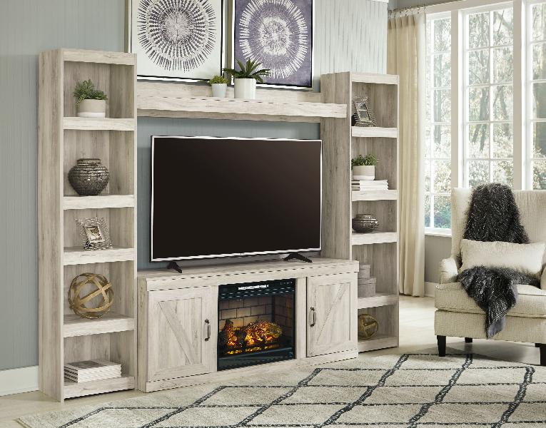 Image of Bellaby - 5-Piece Entertainment Center With Electric Fireplace - Whitewash