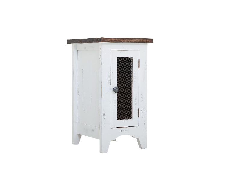 Image of Pueblo - Chairside Table - Antiqued White / Brown
